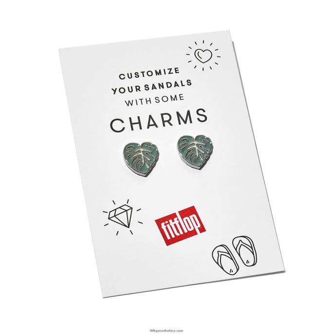 Women IQUSHION CHARMS Monstera-Leaf Resin Charms 2-Pack Fitflop 882F39 Cool Blue