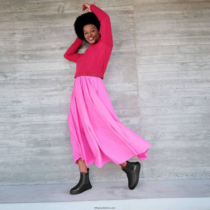 Women F-MODE Leather Flatform Chelsea Boots Fitflop 882F300 All Black