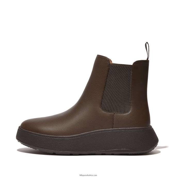Women F-MODE Leather Flatform Chelsea Boots Fitflop 882F301 Brown Mix