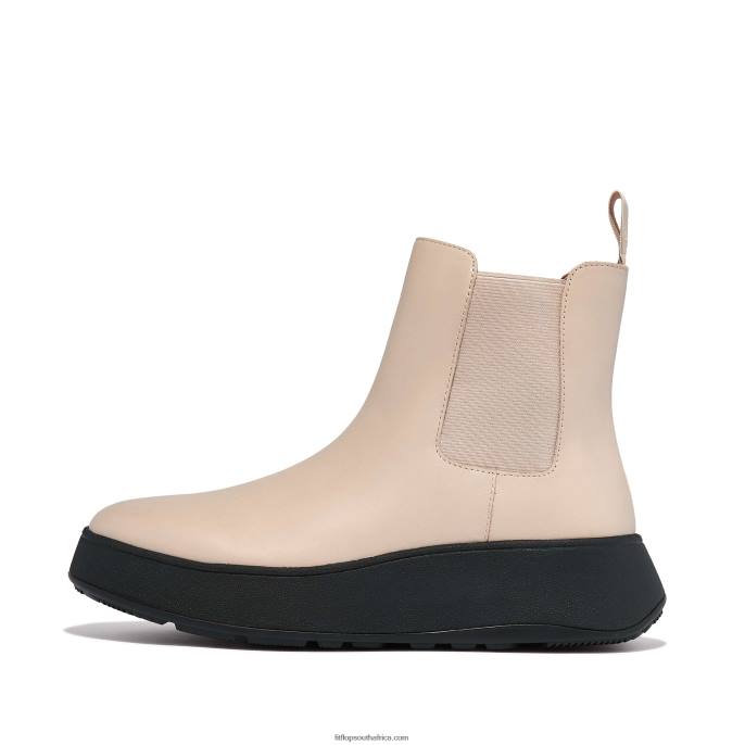 Women F-MODE Leather Flatform Chelsea Boots Fitflop 882F302 Stone Beige