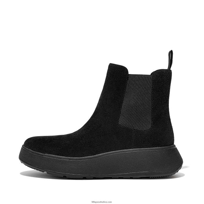 Women F-MODE Suede Flatform Chelsea Boots Fitflop 882F294 All Black