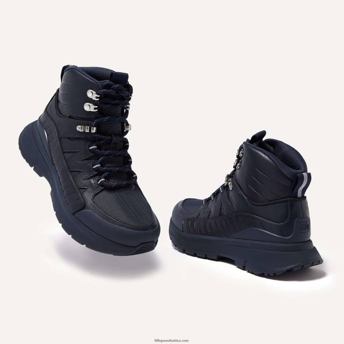 Women NEO-D-HYKER Leather-Mix Walking Boots Fitflop 882F298 All Navy