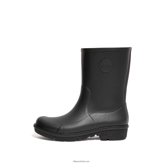 Women WONDERWELLY Short Wellington Boots Fitflop 882F312 All Black
