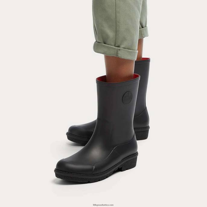 Women WONDERWELLY Short Wellington Boots Fitflop 882F312 All Black