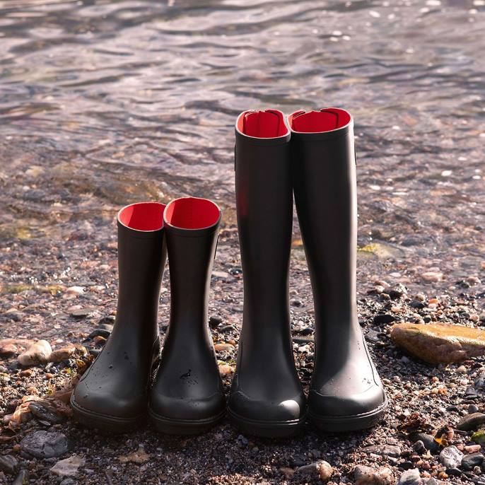 Women WONDERWELLY Short Wellington Boots Fitflop 882F312 All Black