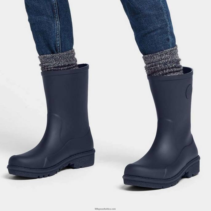 Women WONDERWELLY Short Wellington Boots Fitflop 882F313 Midnight Navy