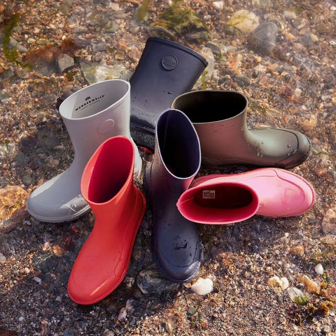 Women WONDERWELLY Short Wellington Boots Fitflop 882F313 Midnight Navy