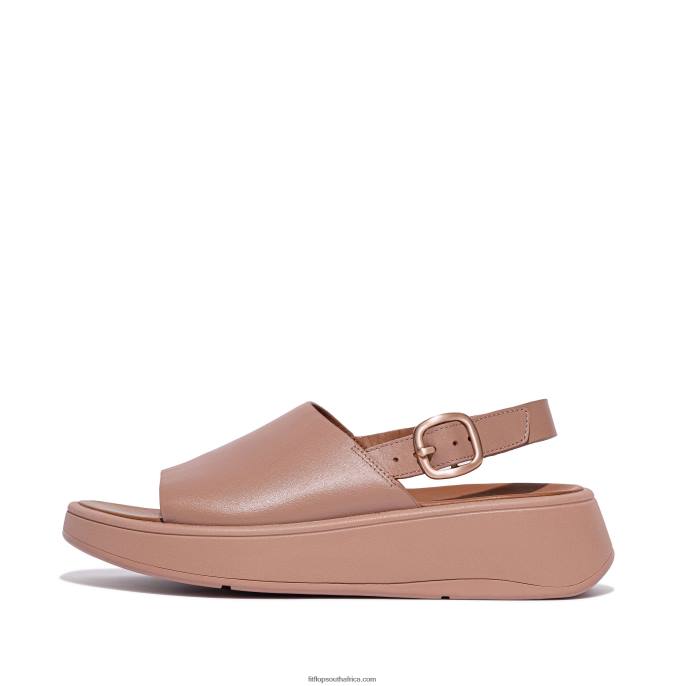 Women F-MODE Leather Flatform Back-Strap Sandals Fitflop 882F41 Beige