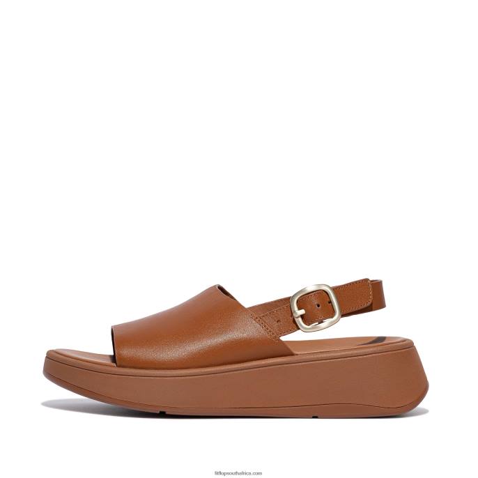 Women F-MODE Leather Flatform Back-Strap Sandals Fitflop 882F42 Light Tan