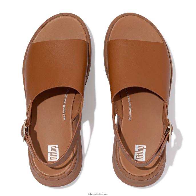 Women F-MODE Leather Flatform Back-Strap Sandals Fitflop 882F42 Light Tan