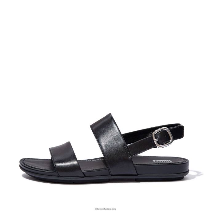 Women GRACIE Leather Back-Strap Sandals Fitflop 882F66 All Black