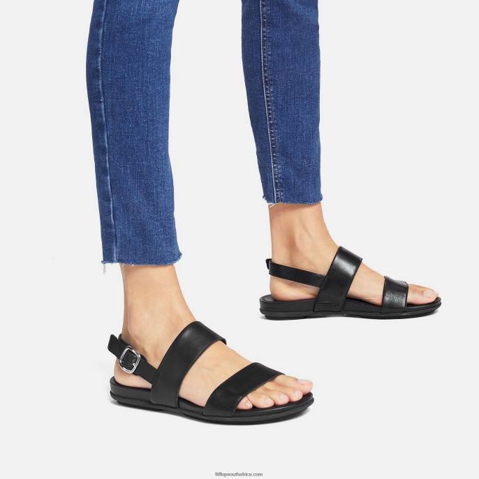 Women GRACIE Leather Back-Strap Sandals Fitflop 882F66 All Black