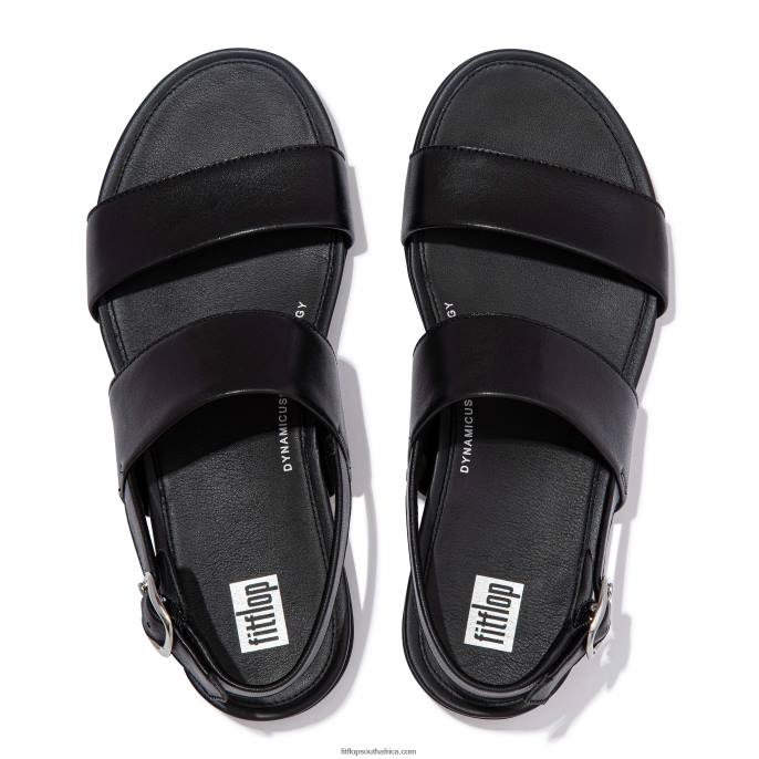 Women GRACIE Leather Back-Strap Sandals Fitflop 882F66 All Black