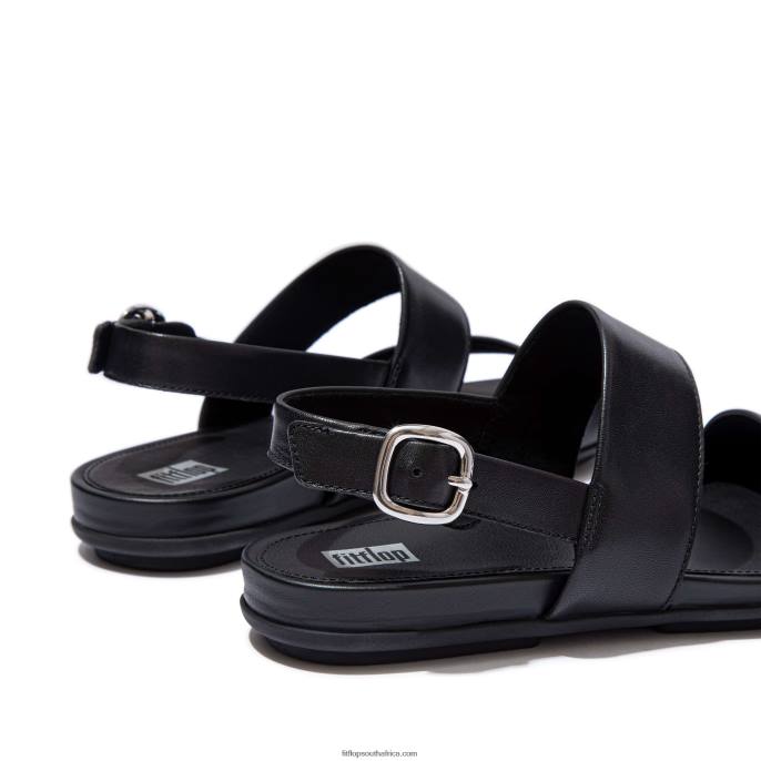Women GRACIE Leather Back-Strap Sandals Fitflop 882F66 All Black