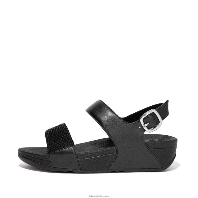Women LULU Crystal Back-Strap Sandals Fitflop 882F72 All Black