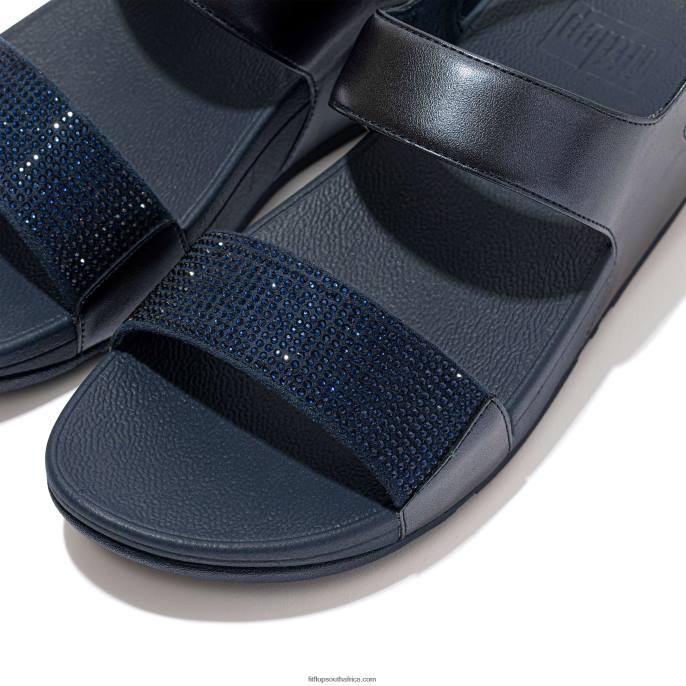 Women LULU Crystal Back-Strap Sandals Fitflop 882F73 Midnight Navy