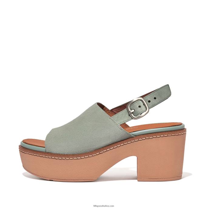 Women PILAR Suede Back-Strap Platform Sandals Fitflop 882F60 Cool Blue