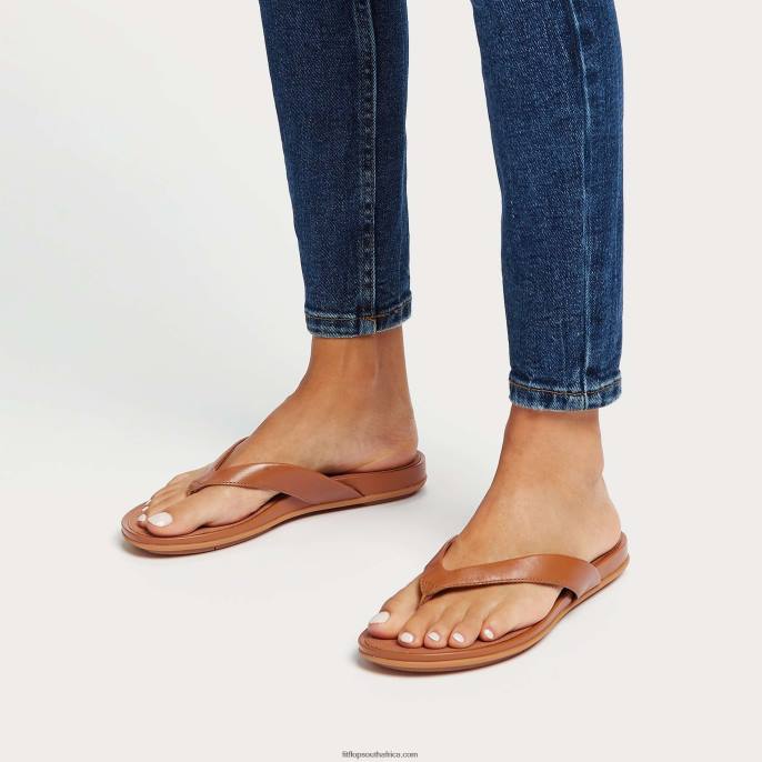 Women GRACIE Leather Flip Flops Fitflop 882F12 Light Tan