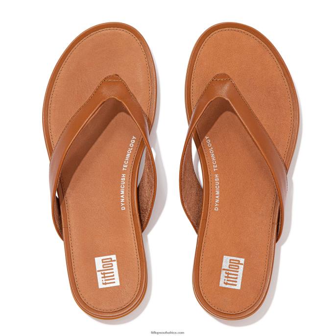 Women GRACIE Leather Flip Flops Fitflop 882F12 Light Tan