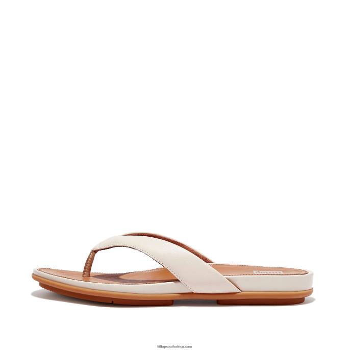 Women GRACIE Leather Flip Flops Fitflop 882F13 Stone Beige