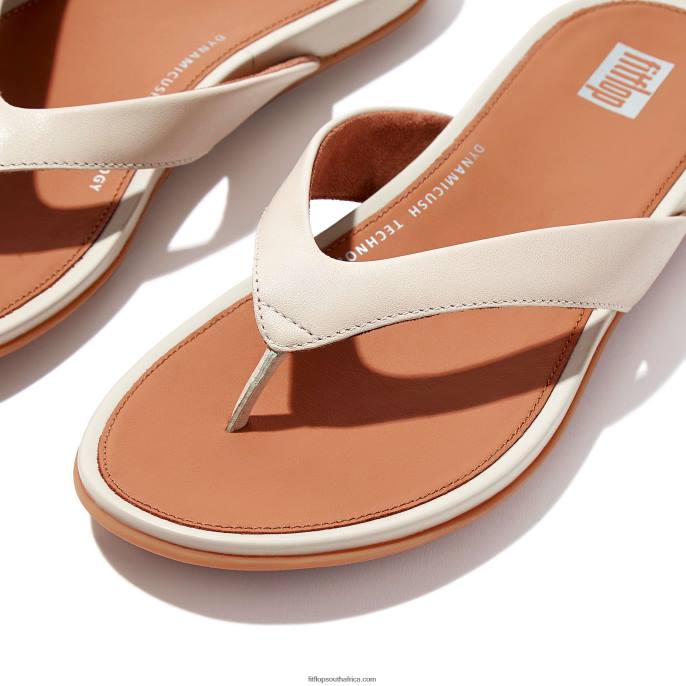 Women GRACIE Leather Flip Flops Fitflop 882F13 Stone Beige