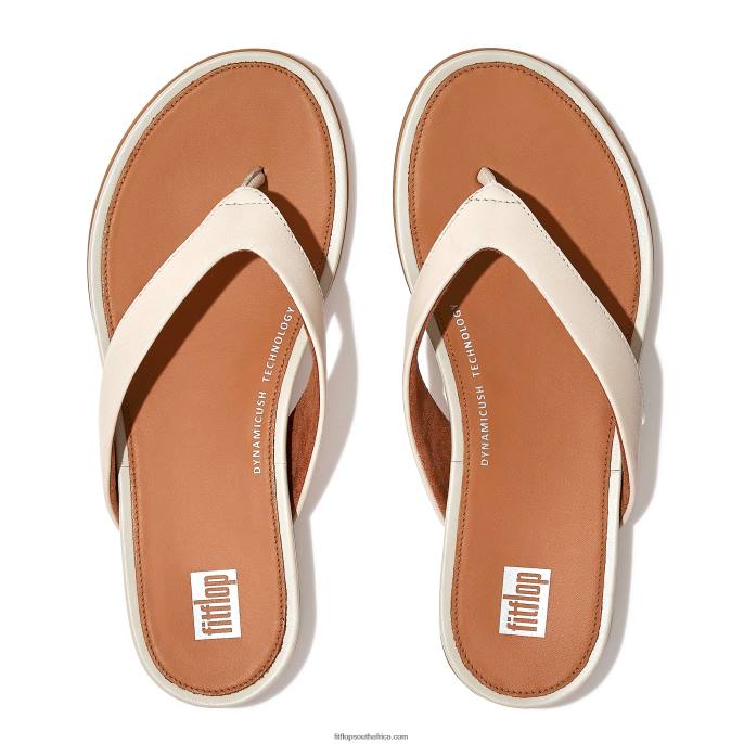 Women GRACIE Leather Flip Flops Fitflop 882F13 Stone Beige