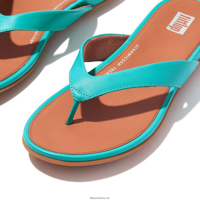 Women GRACIE Leather Flip Flops Fitflop 882F8 Tahiti Blue