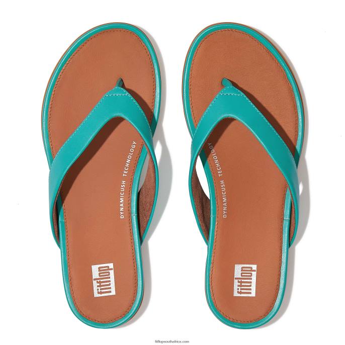 Women GRACIE Leather Flip Flops Fitflop 882F8 Tahiti Blue