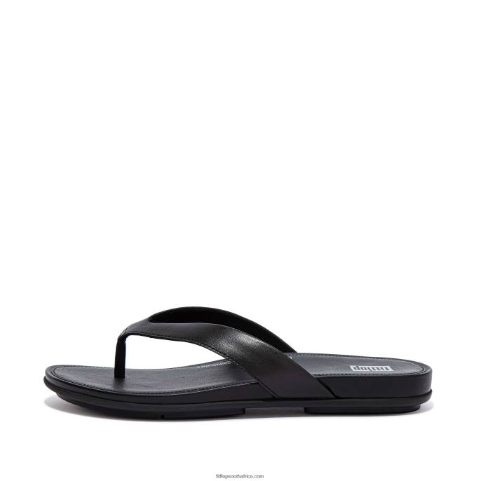 Women GRACIE Leather Flip Flops Fitflop 882F9 All Black
