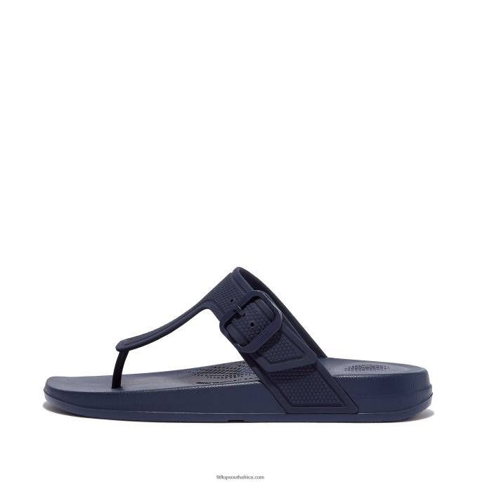 Women IQUSHION Adjustable Buckle Flip Flops Fitflop 882F1 Midnight Navy