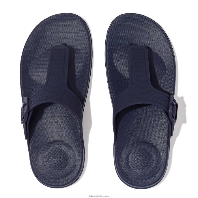 Women IQUSHION Adjustable Buckle Flip Flops Fitflop 882F1 Midnight Navy