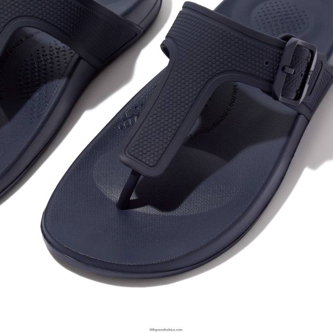Women IQUSHION Adjustable Buckle Flip Flops Fitflop 882F1 Midnight Navy