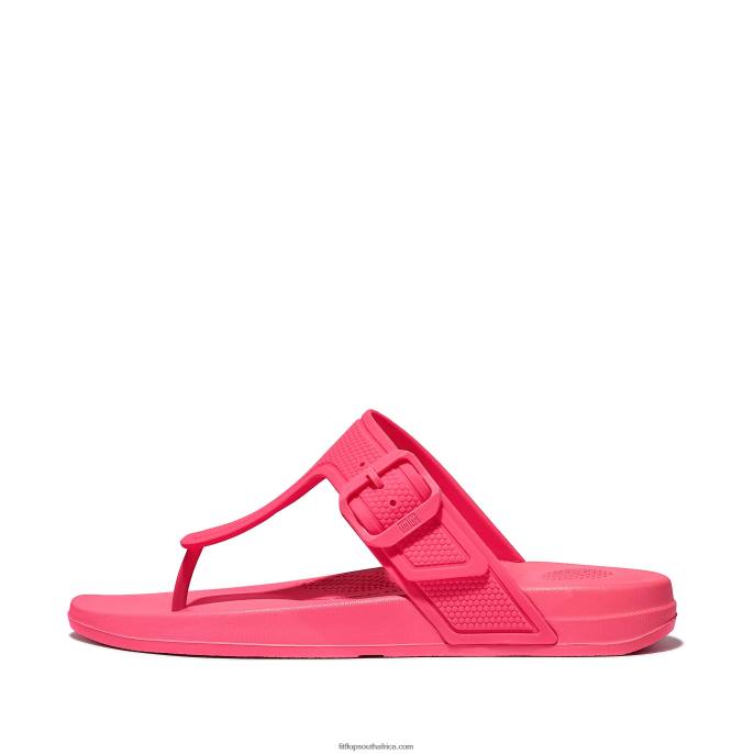 Women IQUSHION Adjustable Buckle Flip Flops Fitflop 882F2 Pop Pink