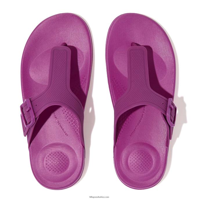 Women IQUSHION Adjustable Buckle Flip Flops Fitflop 882F5 Miami Violet