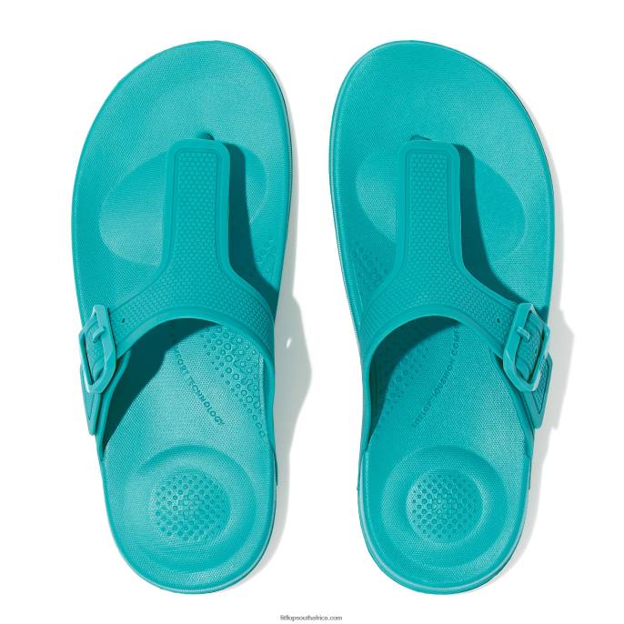 Women IQUSHION Adjustable Buckle Flip Flops Fitflop 882F6 Tahiti Blue