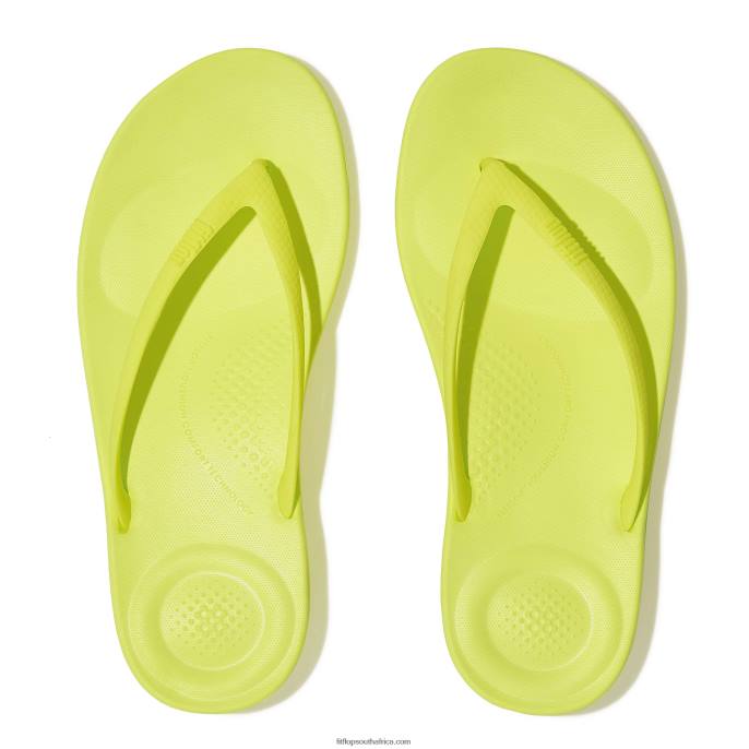 Women IQUSHION Ergonomic Flip Flops Fitflop 882F19 Electric Yellow