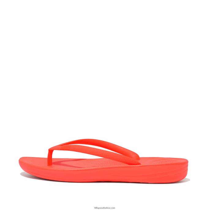 Women IQUSHION Ergonomic Flip Flops Fitflop 882F22 Neon Orange