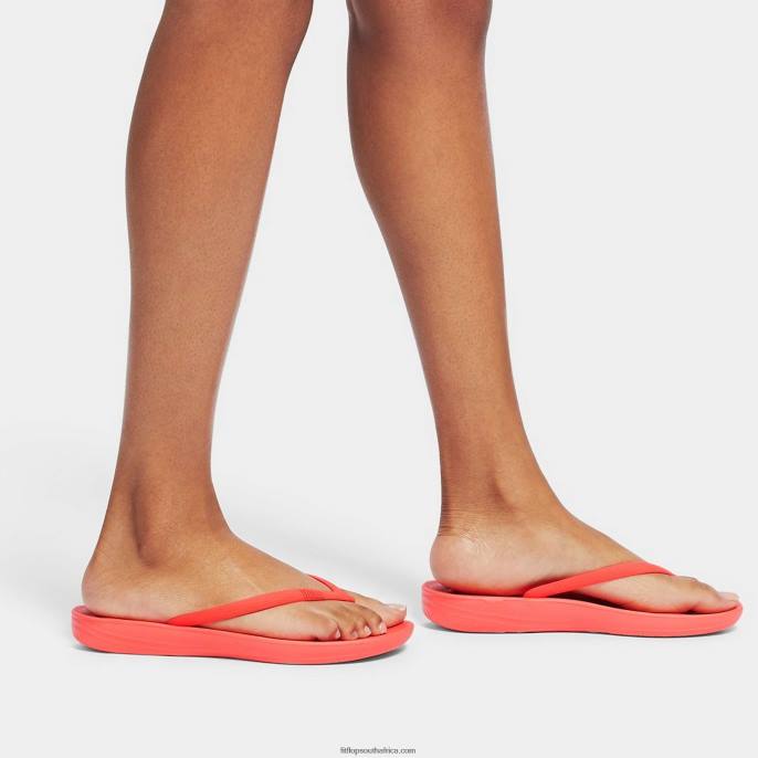 Women IQUSHION Ergonomic Flip Flops Fitflop 882F22 Neon Orange