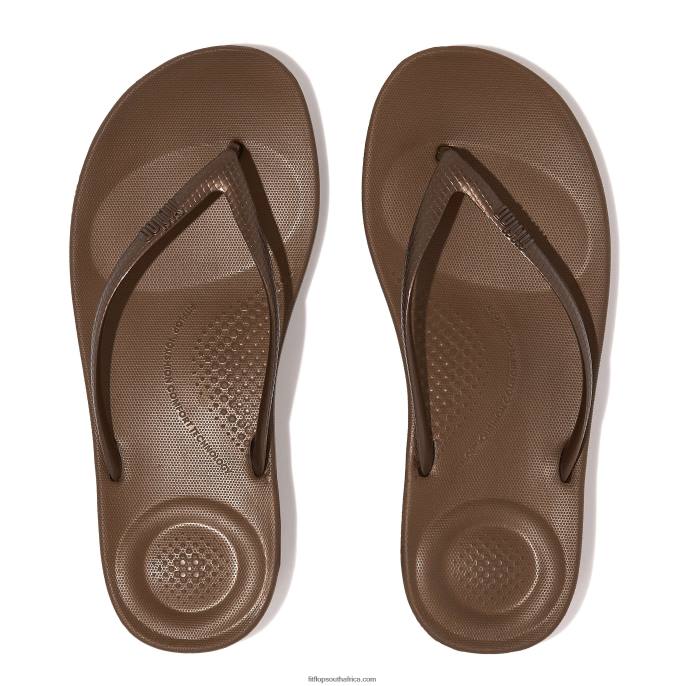 Women IQUSHION Ergonomic Flip Flops Fitflop 882F24 Bronze