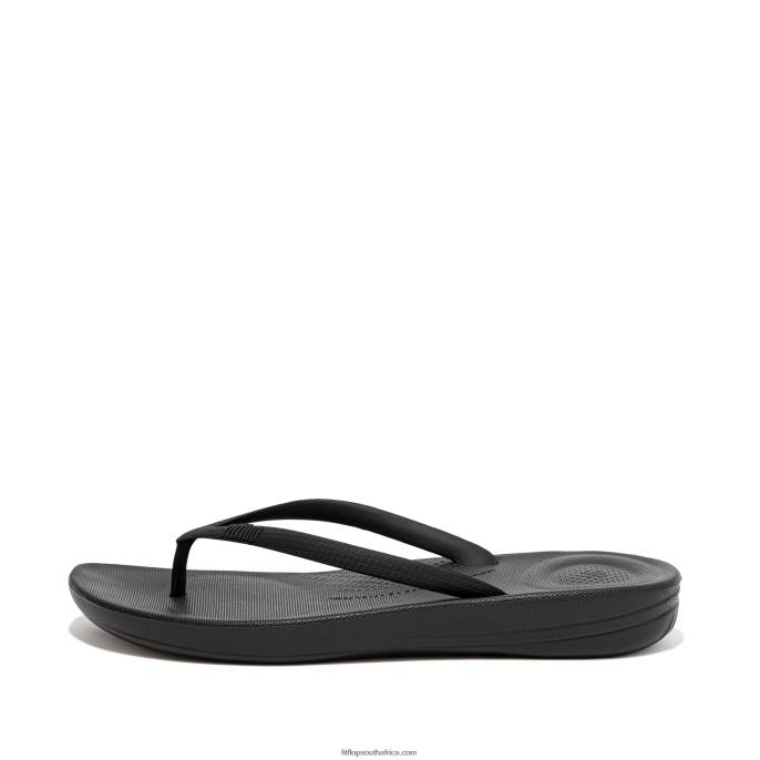 Women IQUSHION Ergonomic Flip Flops Fitflop 882F25 All Black