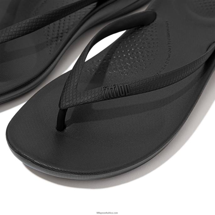 Women IQUSHION Ergonomic Flip Flops Fitflop 882F25 All Black