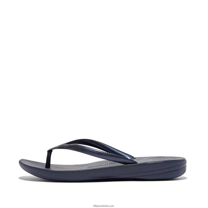 Women IQUSHION Ergonomic Flip Flops Fitflop 882F26 Midnight Navy