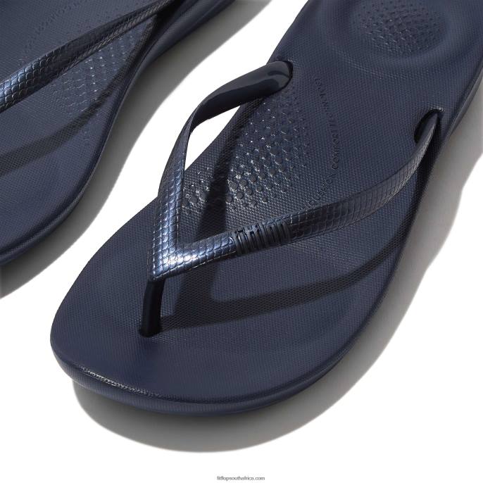 Women IQUSHION Ergonomic Flip Flops Fitflop 882F26 Midnight Navy