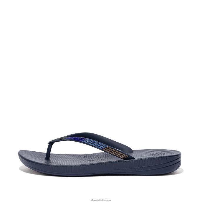 Women IQUSHION Ombre Sparkle Flip Flops Fitflop 882F17 Midnight Navy
