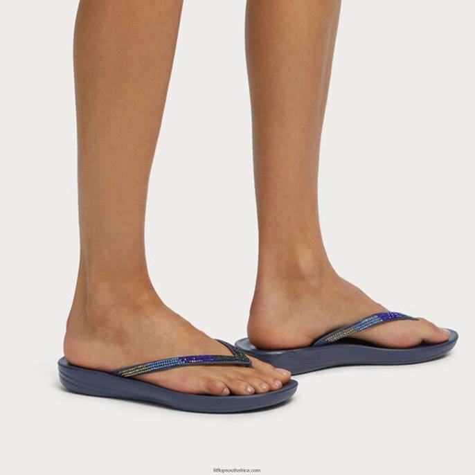 Women IQUSHION Ombre Sparkle Flip Flops Fitflop 882F17 Midnight Navy