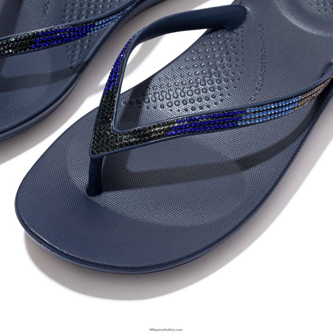 Women IQUSHION Ombre Sparkle Flip Flops Fitflop 882F17 Midnight Navy