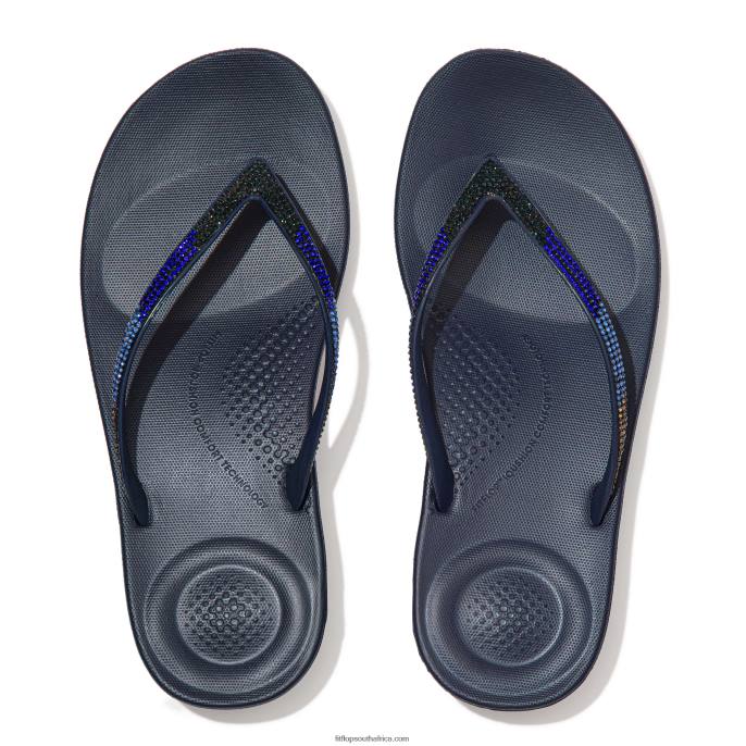 Women IQUSHION Ombre Sparkle Flip Flops Fitflop 882F17 Midnight Navy