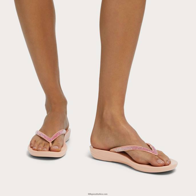 Women IQUSHION Ombre-Sparkle Flip Flops Fitflop 882F18 Soft Pink