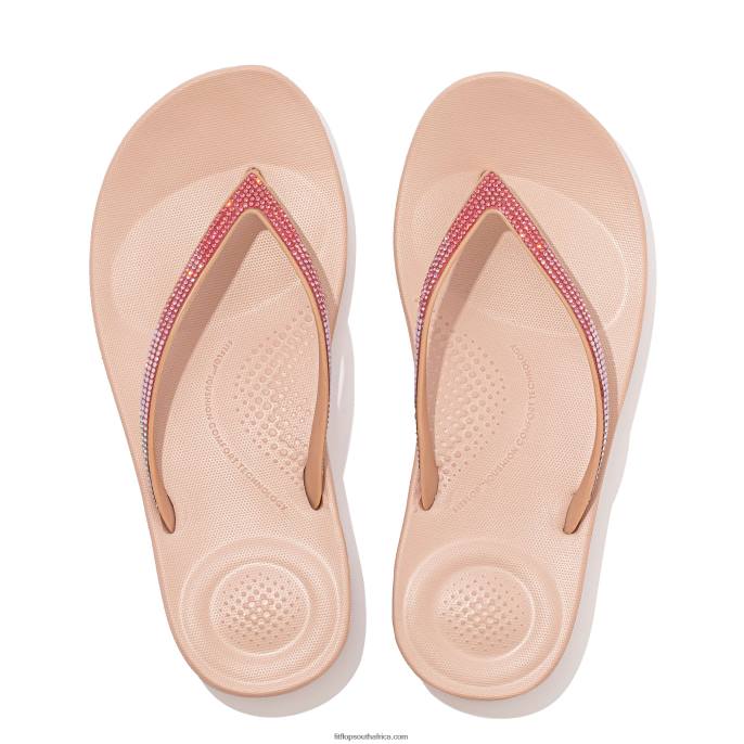 Women IQUSHION Ombre-Sparkle Flip Flops Fitflop 882F18 Soft Pink