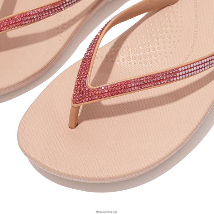 Women IQUSHION Ombre-Sparkle Flip Flops Fitflop 882F18 Soft Pink